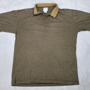 Pebble Beach Golf Shirt Mens Large Brown Stripe Casual Performance Polo Adult L